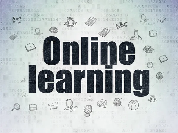 Koncepcja studia: Online Learning na tle cyfrowych danych papierze — Zdjęcie stockowe