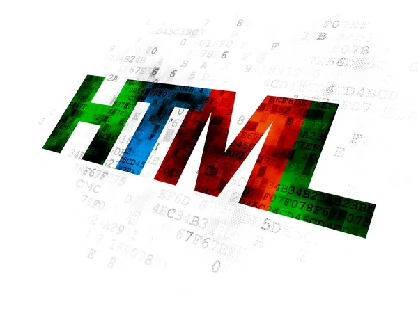 编程概念︰ 数字背景上的 Html — 图库照片