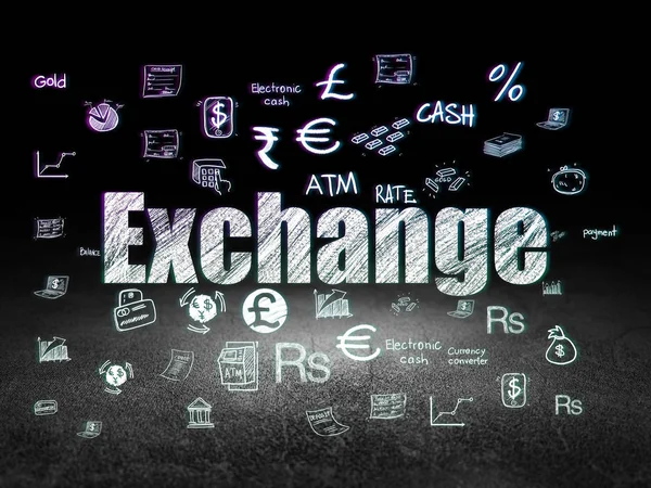 Koncepcja pieniądza: Exchange w ciemnym pokoju grunge — Zdjęcie stockowe