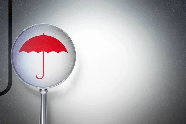 Concept de confidentialité : Parapluie avec verre optique sur fond numérique — Photo