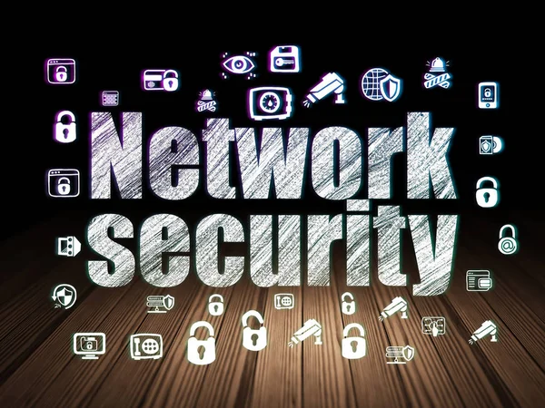 Privacy concept: Network Security in grunge dark room — Stock Photo, Image