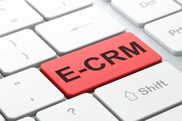 Iş kavramı: e-crm bilgisayar klavye zemin üzerine — Stok fotoğraf