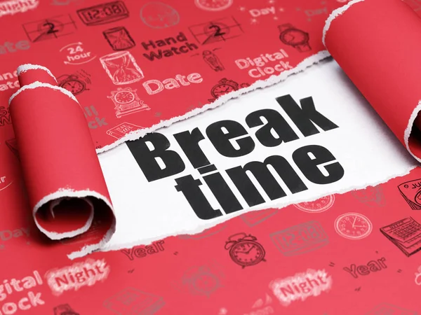 Concepto de línea de tiempo: texto negro Break Time debajo del pedazo de papel roto — Foto de Stock