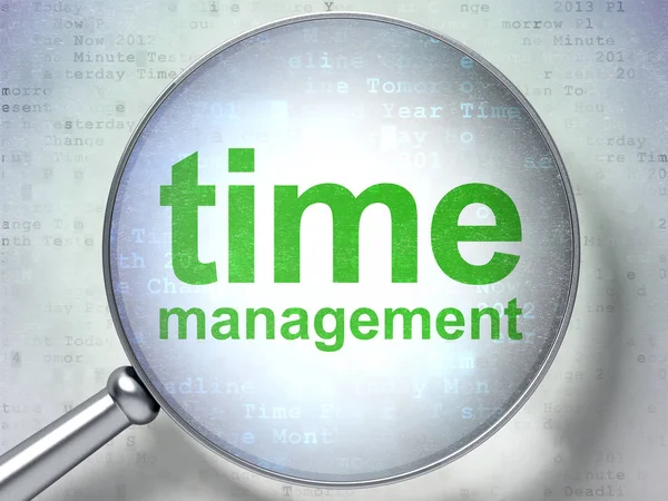 Timeline concept: Time Management with optical glass — Stock Photo, Image