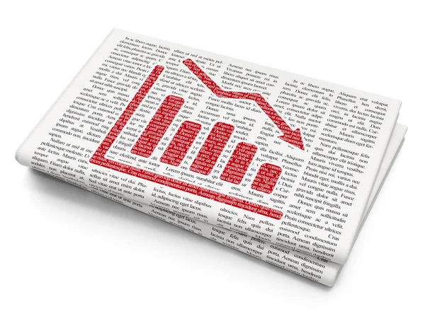 Concetto di notizie: Grafico di declino sullo sfondo del giornale — Foto Stock