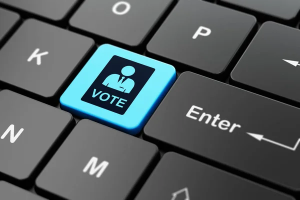 Концепція політики: голосування на фоні клавіатури комп'ютера — стокове фото