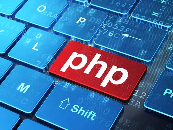 Concepto de base de datos: Php en el fondo del teclado — Foto de Stock