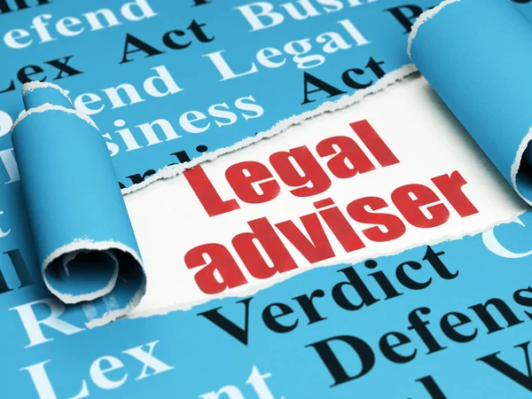 Law concept: red text Legal Adviser under the piece of  torn paper — Stock Photo, Image