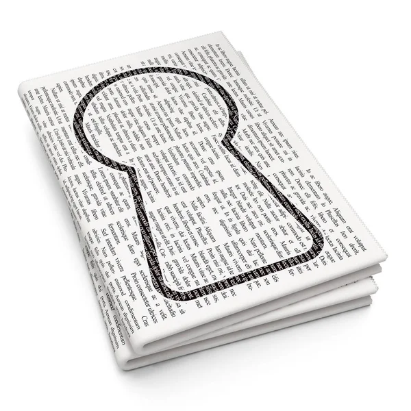 Schutzkonzept: Schlüsselloch auf Zeitungshintergrund — Stockfoto