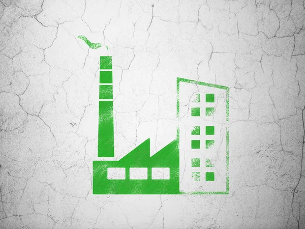 Financiën concept: industrie gebouw op muur achtergrond — Stockfoto