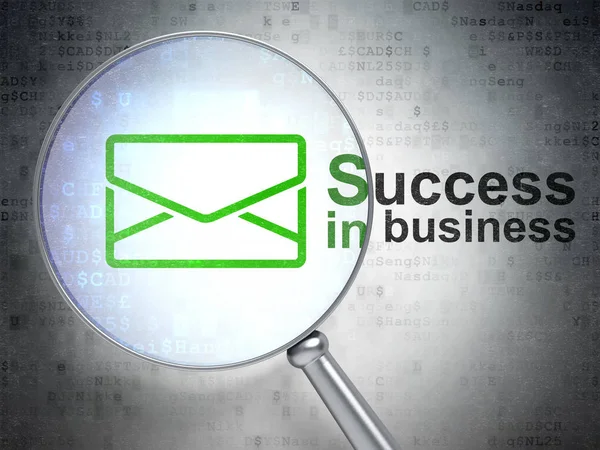 Finance concept: Email and Success In business with optical glass — Stock Photo, Image