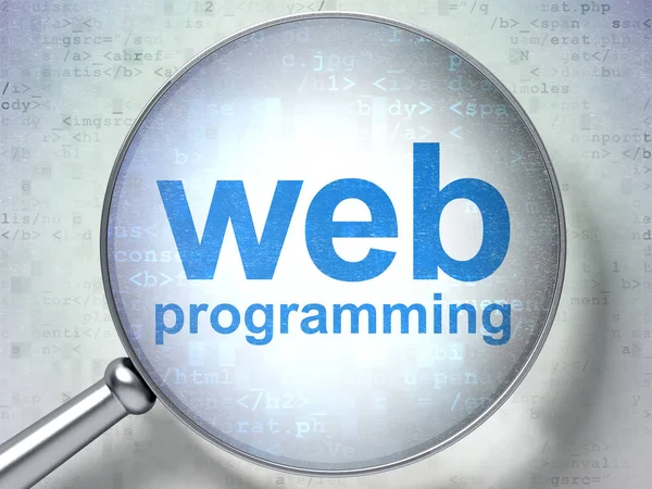 Concepto de desarrollo web: Programación web con vidrio óptico — Foto de Stock
