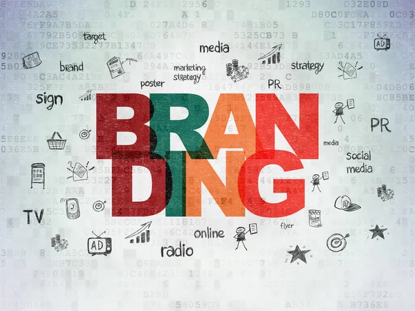Marknadsföring koncept: Branding på Digital Data papper bakgrund — Stockfoto