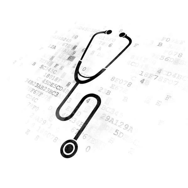 Pojęcie opieki zdrowotnej: stetoskop na tle Digital — Zdjęcie stockowe