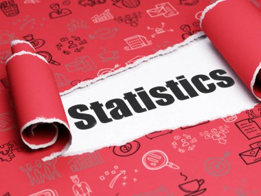 İş kavramı: metin istatistik yırtık kağıt altında siyah