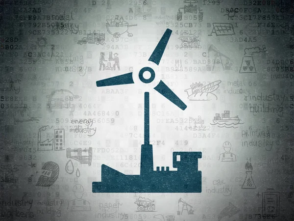 Conceito da indústria: Moinho de vento sobre fundo de papel de dados digitais — Fotografia de Stock
