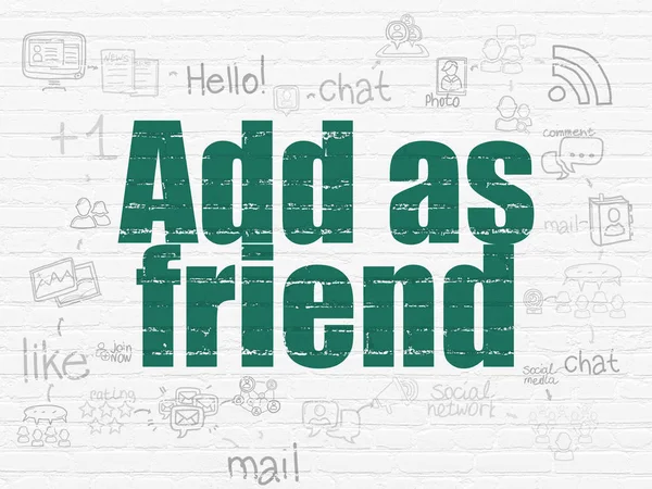 Conceito de mídia social: Adicionar como amigo no fundo da parede — Fotografia de Stock