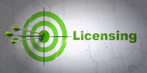 Law concept: target and Licensing on wall background — Stock Photo, Image