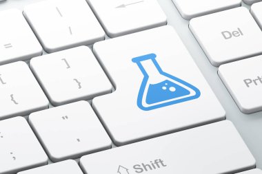 Bilim kavramı: bilgisayar klavye arka plan üzerinde Flask