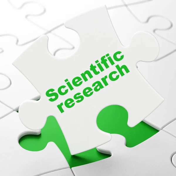 Pojetí vědy: vědecký výzkum na pozadí puzzle — Stock fotografie