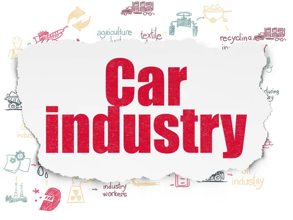 Manufacuring koncept: automobilový průmysl na roztrhané papírové pozadí — Stock fotografie