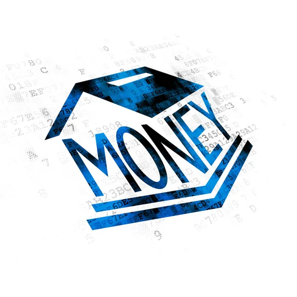 Concept bancaire : Money Box sur fond numérique — Photo