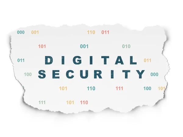 Концепция конфиденциальности: Цифровая безопасность на фоне порванной бумаги — стоковое фото