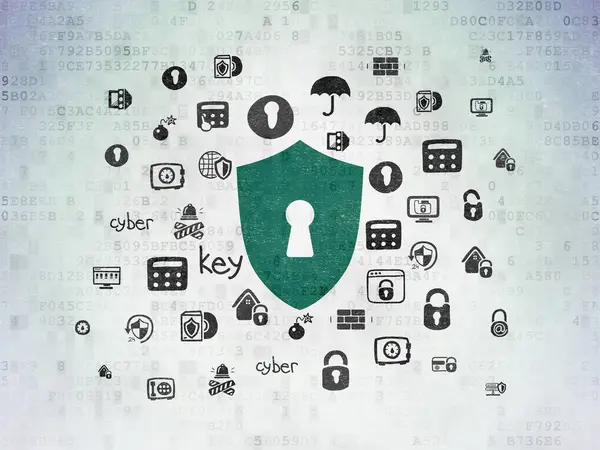 Safety concept: Shield With Keyhole on Digital Data Paper background — Stock Photo, Image