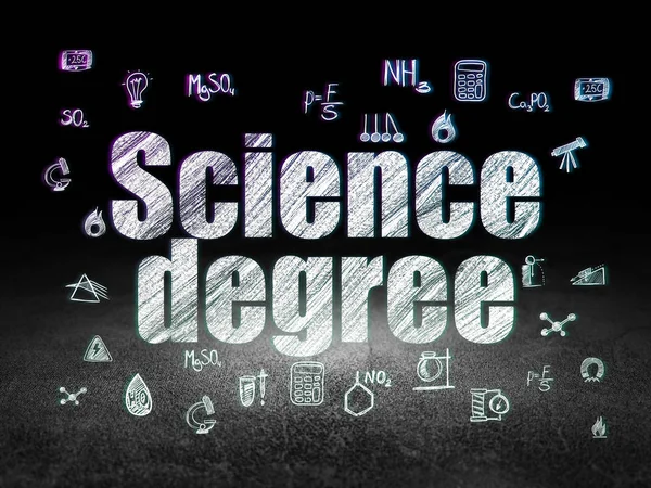 Conceito de Ciência: Licenciatura em Ciências na sala escura grunge — Fotografia de Stock