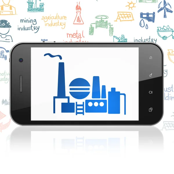 Concepto de fabricación: Smartphone con petróleo y gas Indusry en pantalla — Foto de Stock