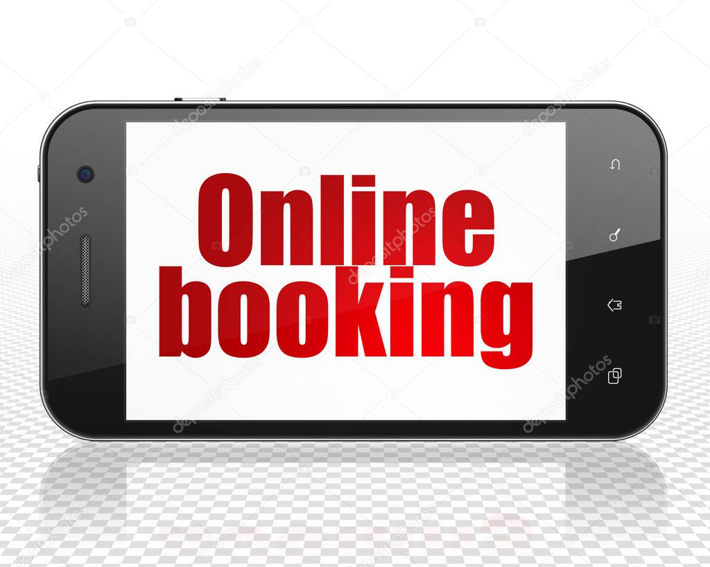 Tourism concept: Smartphone with Online Booking on display