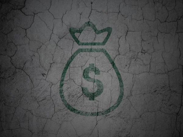 Valuta concept: geld tas op grunge muur achtergrond — Stockfoto