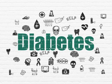Sağlık kavramı: diyabet duvar arka plan üzerinde