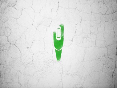 Sağlık kavramı: duvar arka plan üzerinde termometre