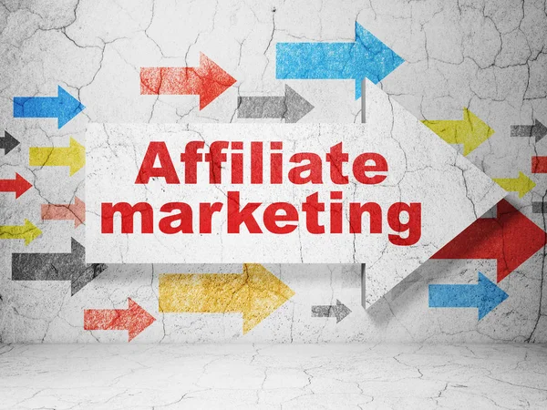 Business concept: freccia con Affiliate Marketing su sfondo grunge wall — Foto Stock