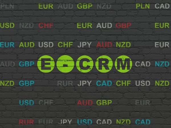 Концепція фінансів: E-CRM на фоні стіни — стокове фото