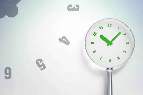 Tidslinje begrepp: klocka med optiskt glas på digital bakgrund — Stockfoto