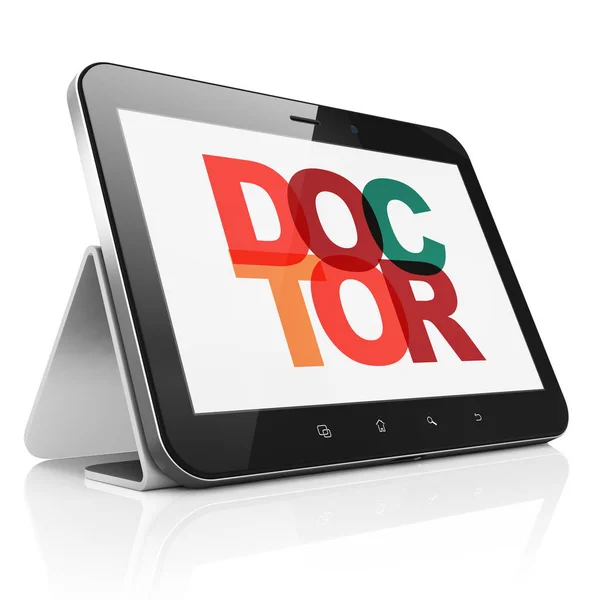 Concepto de salud: Tablet Computer con Doctor en pantalla —  Fotos de Stock