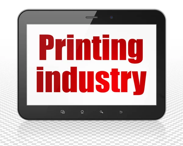 Industrie concept: Tablet Pc-Computer met Printing industrie op display — Stockfoto