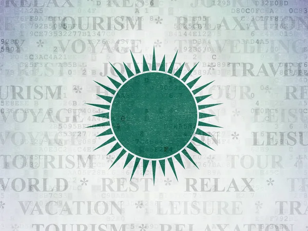 旅游概念︰ 数字数据纸张背景上的太阳 — 图库照片
