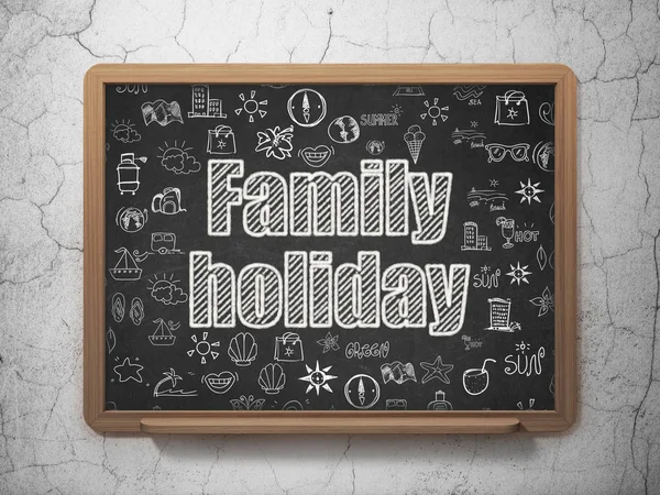 Vacation concept: Family Holiday on School board background — Stock Photo, Image