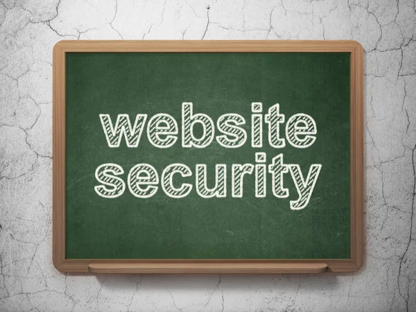 Emniyet konsepti: Web sitesi güvenlik kara tahta arka plan üzerinde — Stok fotoğraf