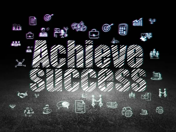 Concetto di business: raggiungere il successo in camera oscura grunge — Foto Stock
