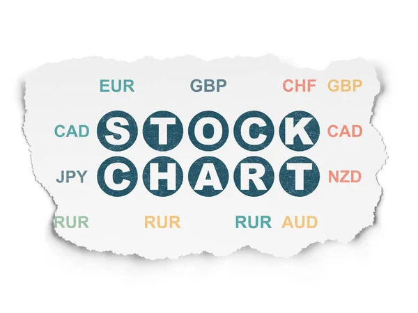 Koncepcja biznesowa: Stock wykresu na tle rozdarty papier — Zdjęcie stockowe