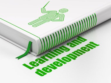 Eğitim kavramı: kitap öğretmen, öğrenme ve geliştirme beyaz arka plan üzerinde