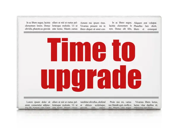 Pojem o čase: novinový titulek čas na Upgrade — Stock fotografie