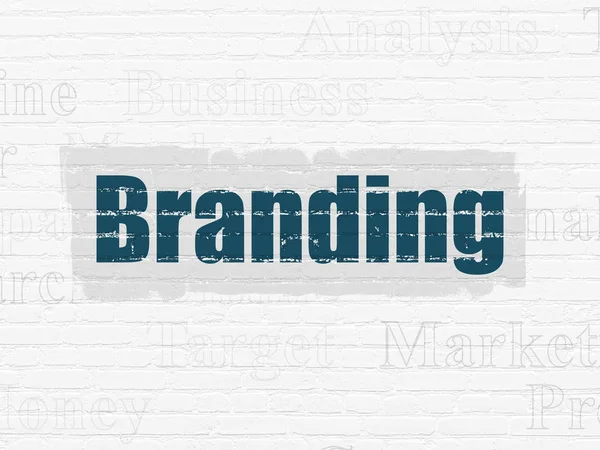 Concetto pubblicitario: Branding sullo sfondo della parete — Foto Stock