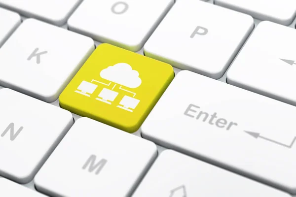 Cloud technology concept: Cloud Network on computer keyboard background — Stock Photo, Image