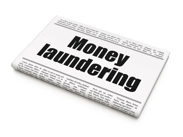 お金の概念: マネー ・ ロンダリングの新聞の見出し — ストック写真
