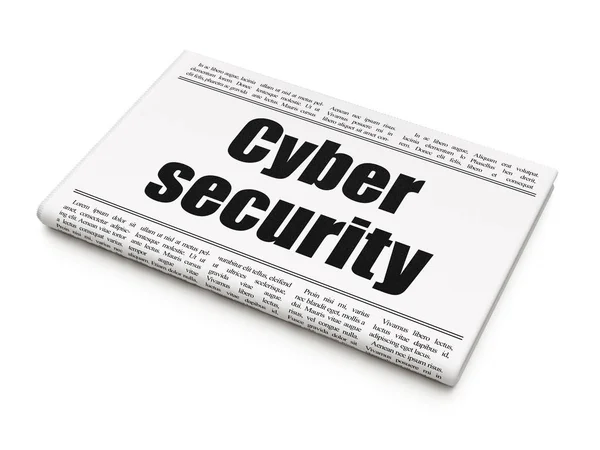 Conceito de segurança: manchete do jornal Cyber Security — Fotografia de Stock